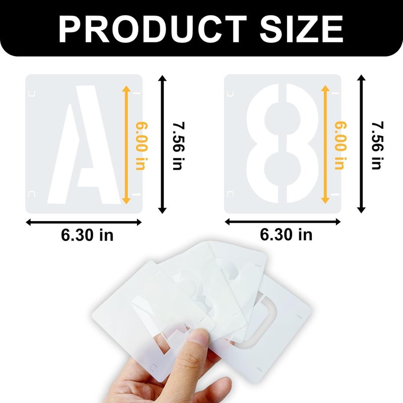 Vomulato 2 Pack - 6 Inch Letter Stencils Set, 72 Reusable Stencils for Painting On Wood, Metal, Walls, Fabric, Rocks with Interlocking, Perfect for Banners, Sign Making & DIY Art (6 inch) - Image 3